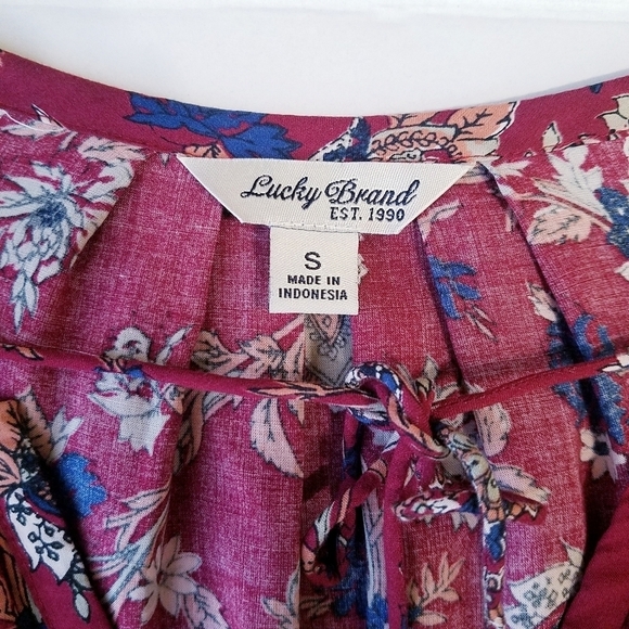 🌸 Lucky Brand | Bohemian Floral Jersey Top S - Picture 9 of 13
